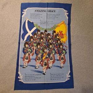 Amazing Grace UK Scotland Pipes & Tartin Souvenir Towel 18.5" x 29" Made In UK